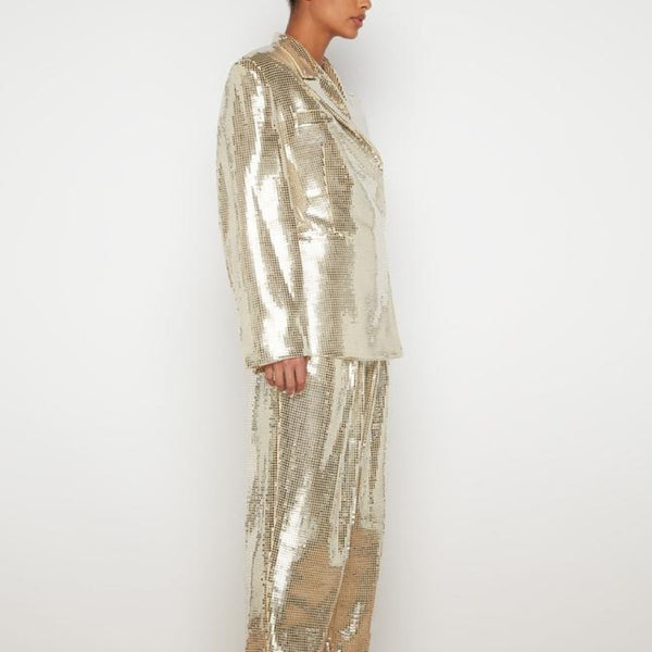High Waist Peg Disco Pants Silver - XS(B)