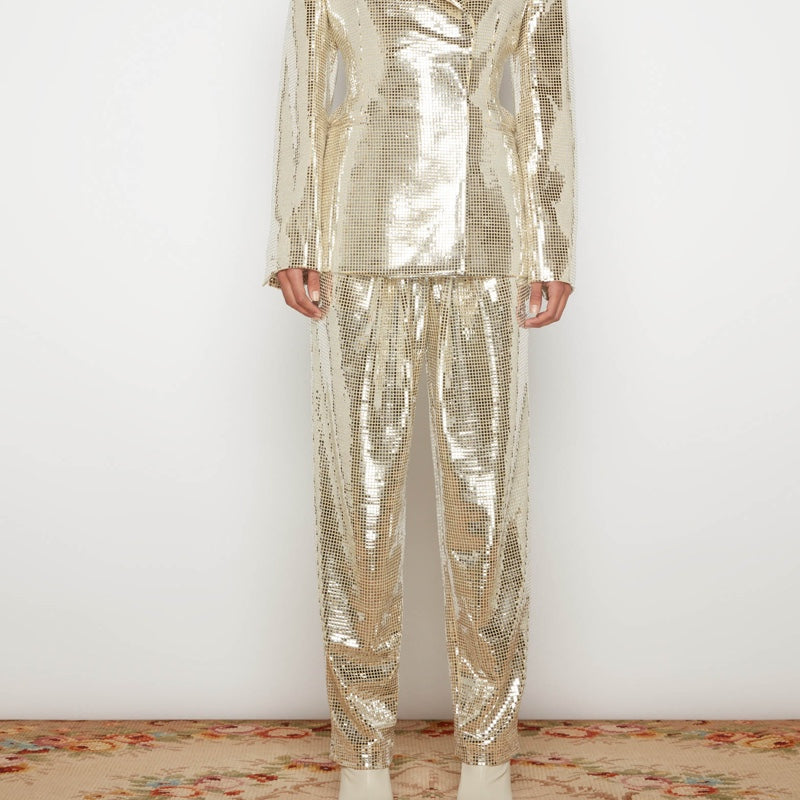 High Waist Peg Disco Pants Silver - XS(B)