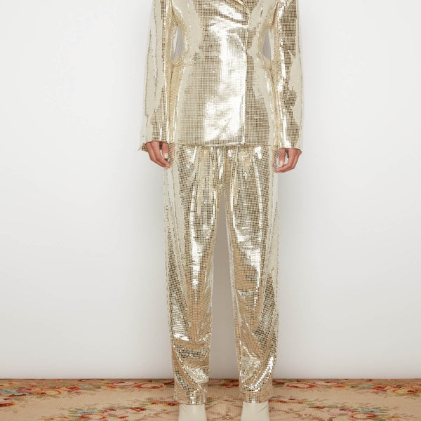High Waist Peg Disco Pants Silver - XS(B)