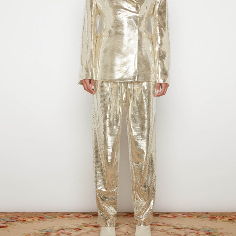 High Waist Peg Disco Pants Silver - XS(B)