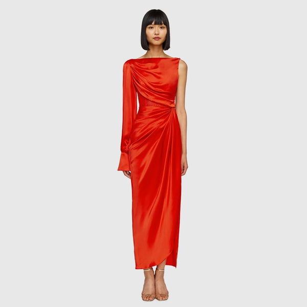 Nina One Shoulder Draped Dress - 10