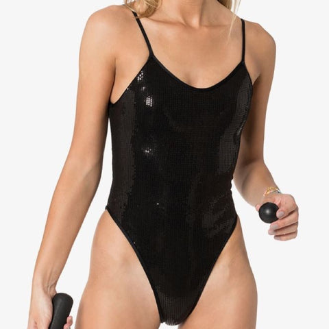 Sequin Basic Swimsuit in Black