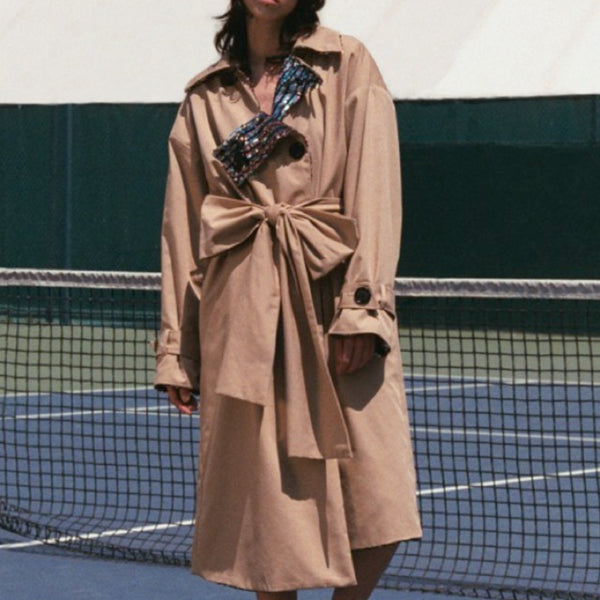 FR40 - Sparkly Multi Color Double Breasted Asymmetric Trench Coat