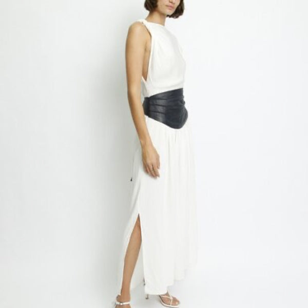 Twist Shoulder Cummerbund Dress