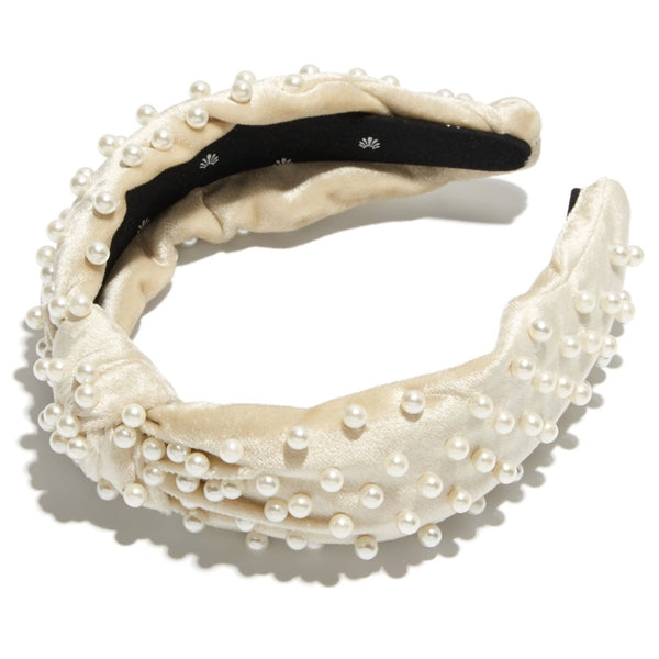 Velvet Pearl Knotted Headband