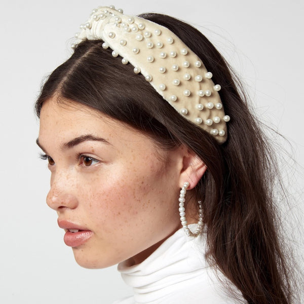 Velvet Pearl Knotted Headband