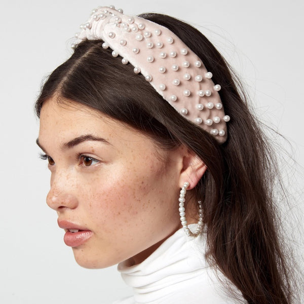 Velvet Pearl Knotted Headband